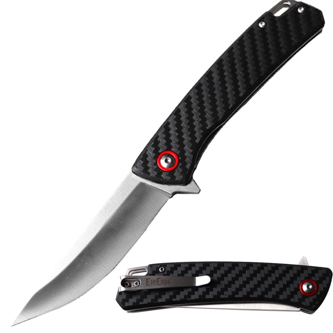 8.4" Ball Bearing 8CR13 Steel Blade Carbon Fiber Handle Pocket Knife