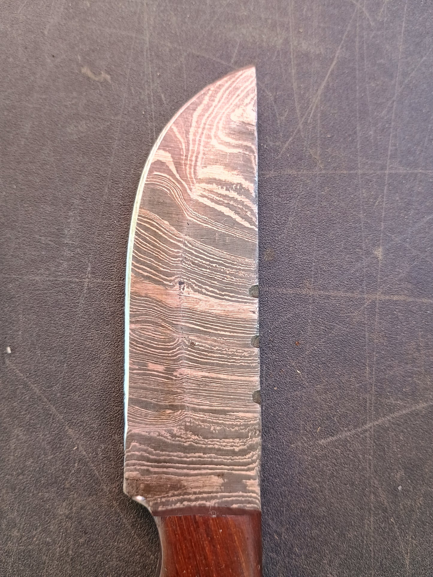 Custom Handmade Damascus steel Hunting Knife With Sheath, Wood Handle 8" Overall