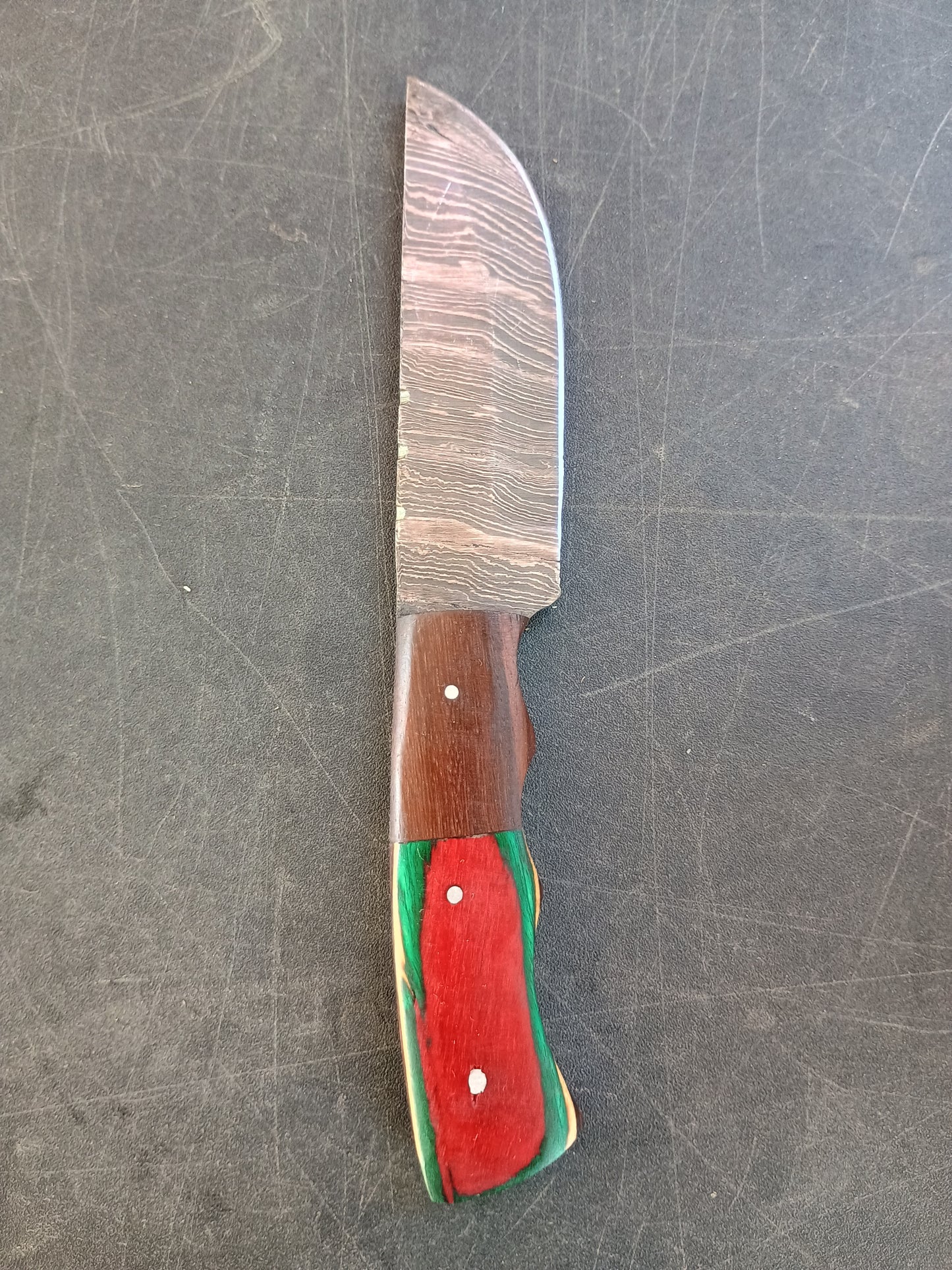 Custom Handmade Damascus steel Hunting Knife With Sheath, Wood Handle 8" Overall