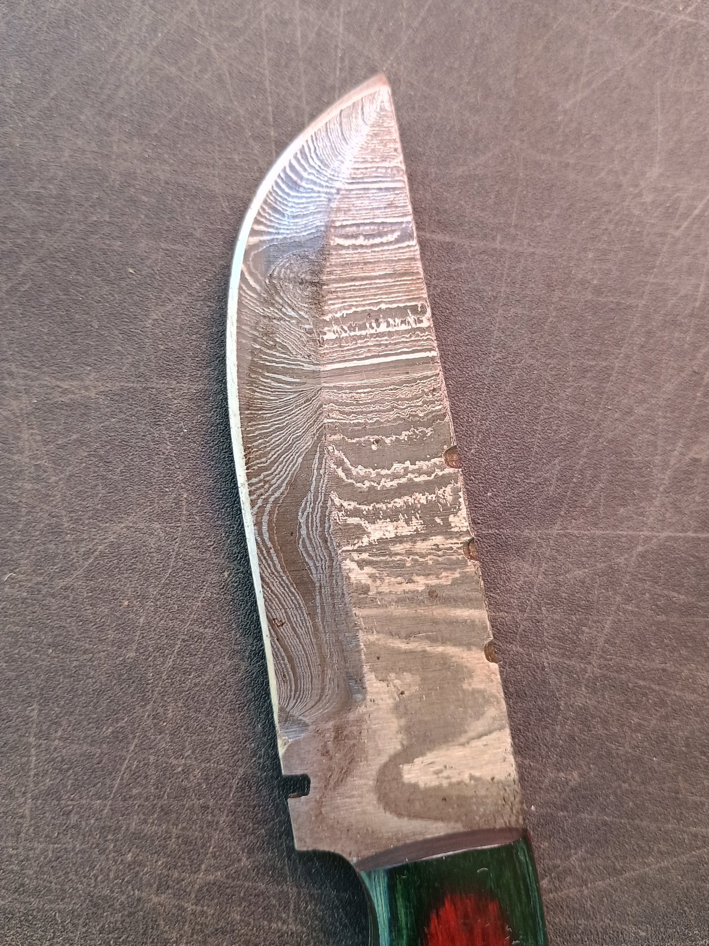 Custom Handmade Damascus steel Hunting Knife With Sheath, Wood Handle 8" Overall