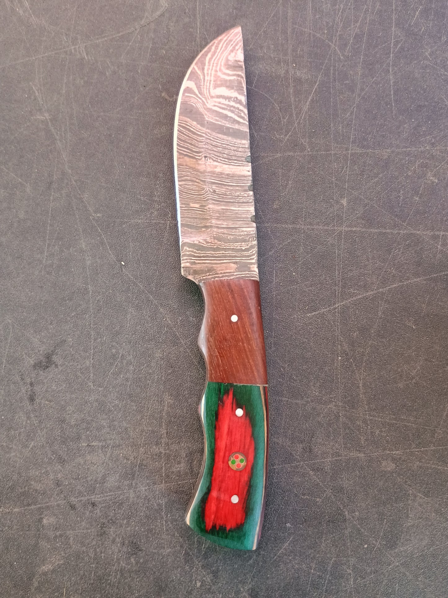 Custom Handmade Damascus steel Hunting Knife With Sheath, Wood Handle 8" Overall