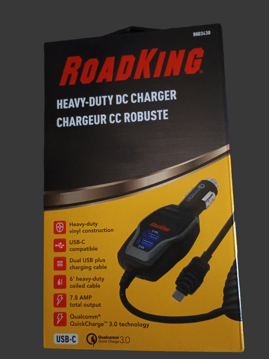 Roadking Rk03430 12V/DC Heavy-Duty Qualcomm 3.0 Charger with Dual USB