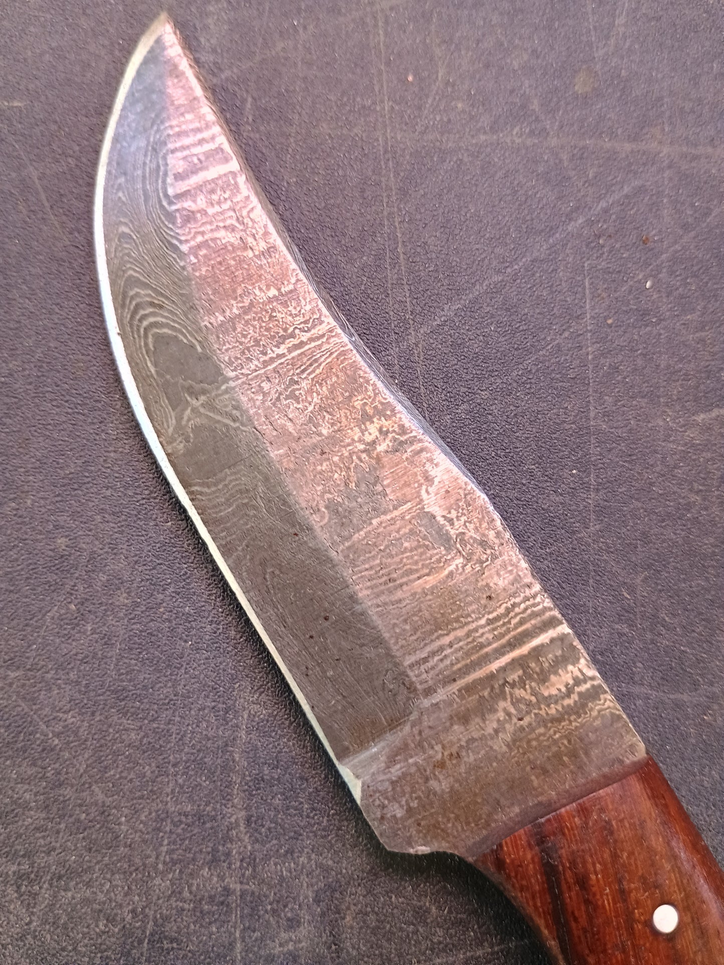 Custom Handmade Damascus Steel Hunting Knife With Sheath, Wood Handle 8" Overall