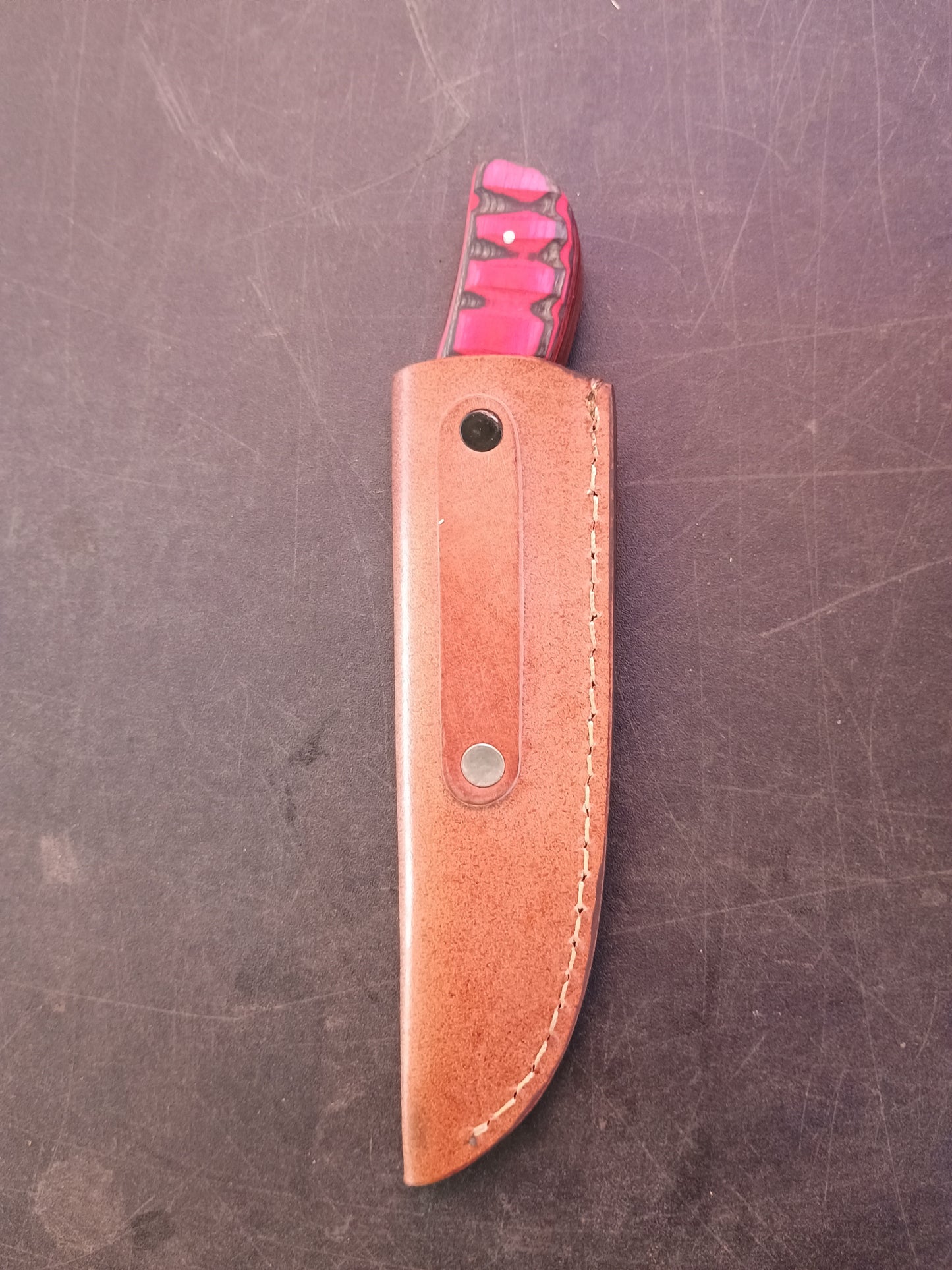 Custom Handmade Damascus Steel Hunting Knife With Sheath, Wood Handle 8" Overall