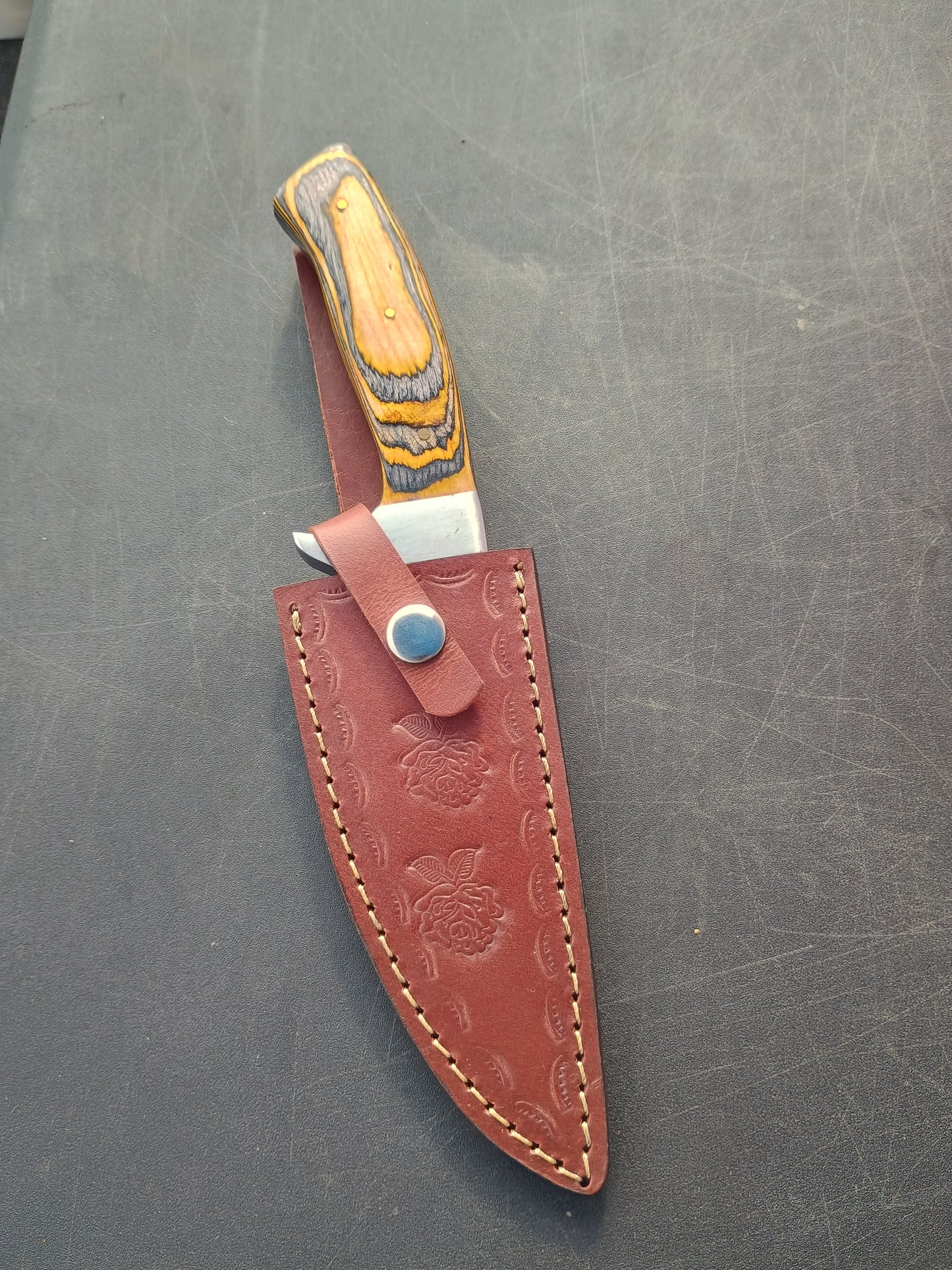 Hand Forged Skinner Knife 1095 Carbon Steel Hard Wood Steel Guard EDC 10.5" Overall