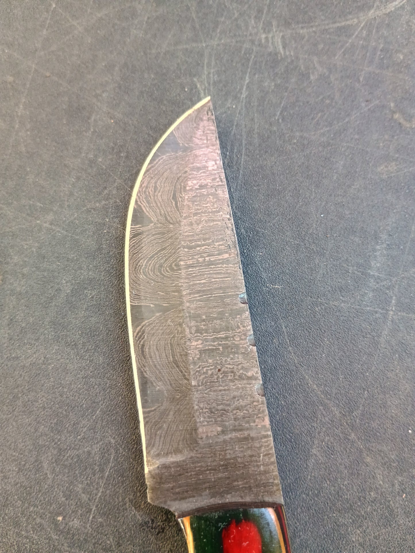 Custom Handmade Damascus Steel Hunting Knife With Sheath, Wood Handle 8" Overall