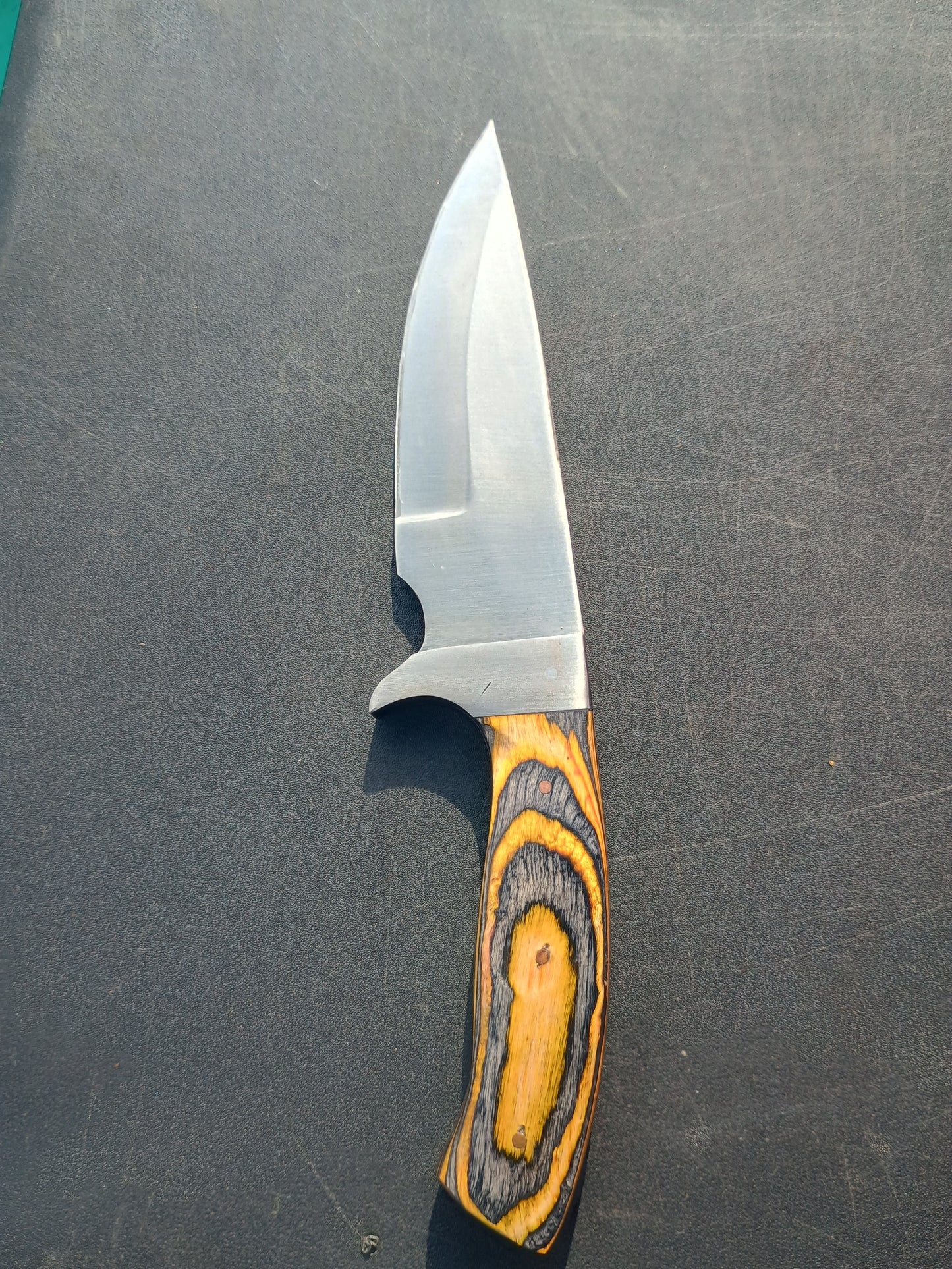 Hand Forged Skinner Knife 1095 Carbon Steel Hard Wood Steel Guard EDC 10.5" Overall